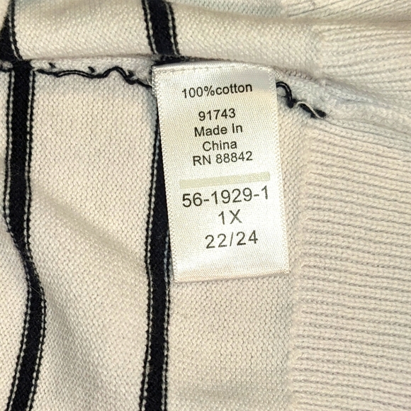 Women Within Black & White Stripe Cotton Cardigan Sweater| Size 1X - Picture 7 of 7